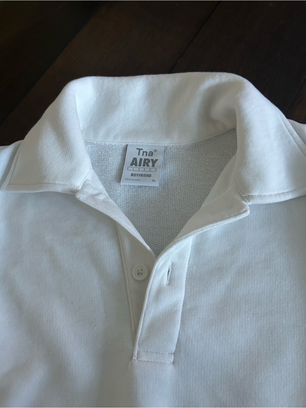 TNA Aritzia airy fleece boyfriend polo sweatshirt size xs